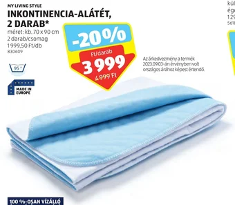 ALDI MY LIVING STYLE INKONTINENCIA-ALÁTÉT 2 db ajánlat