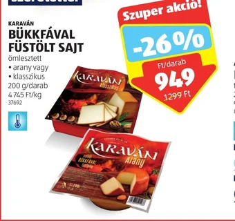 ALDI KARAVÁN BÜKKFÁVAL FÜSTÖLT SAJT 200 g ajánlat