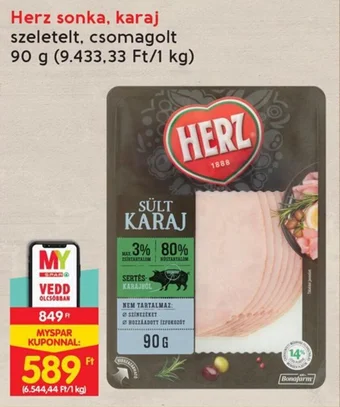 Interspar Herz sonka, karaj 90 g ajánlat