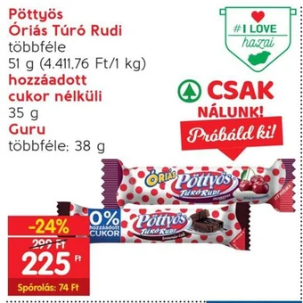 Interspar Pöttyös Óriás Túró Rudi stb. 51 - 35 g ajánlat
