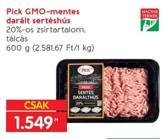 Pick GMO-mentes darált sertéshús 600 g