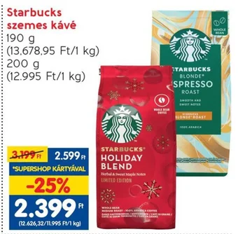 Interspar Starbucks szemes kávé 190 / 200 g ajánlat