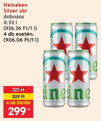 Interspar Heineken Silver sör 0,33l ajánlat