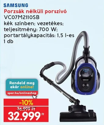 Interspar SAMSUNG Porzsák nélküli porszívó ajánlat