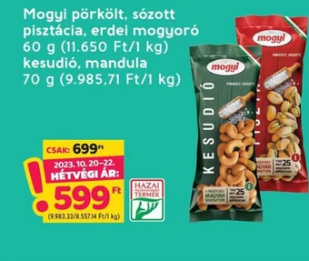 Interspar Mogyi pörkölt, sózott pisztácia erdei mogyoró 60 g ajánlat