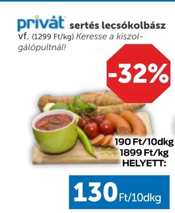 PRIVÁT privat sertés lecsókolbász 10dkg ajánlat