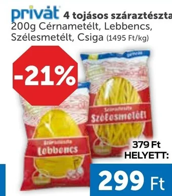 PRIVÁT privát 4 tojásos száraztészta 200g ajánlat