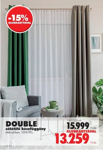 DOUBLE sötétítő készfüggöny 140 x 270cm