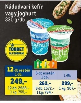 Metro Nádudvari kefír vagy joghurt 330 g ajánlat