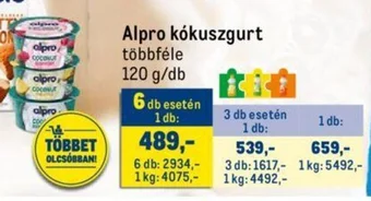 Metro Alpro kókuszgurt 120 g ajánlat