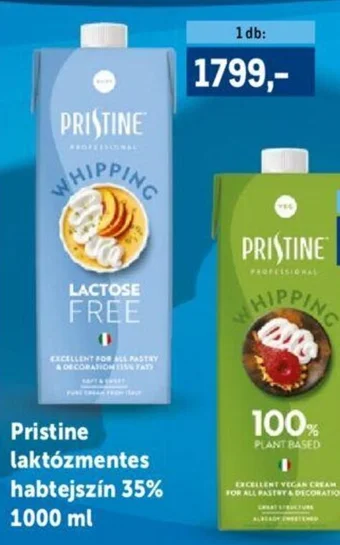 Pristine laktózmentes habtejszín 35% 1000 ml