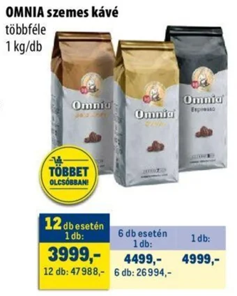 Metro OMNIA szemes kávé 1 kg/db ajánlat