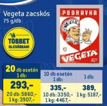 Metro Vegeta zacskós 75 g/db ajánlat