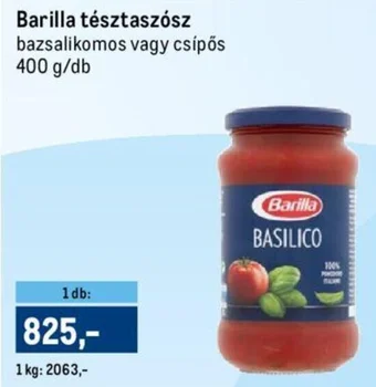 Metro Barilla tésztaszósz 400 g/db ajánlat