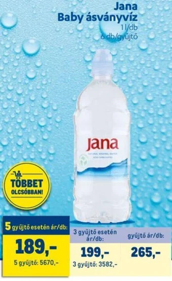 Metro Jana Baby ásványvíz 1l/db ajánlat