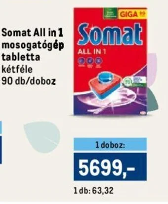 Metro Somat All in 1 mosogatógép tabletta ajánlat