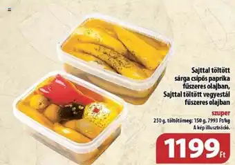 Coop Sajttal töltött sárga csípős paprika fűszeres olajban Sajttal töltött vegyestál fűszeres olajban 250g ajánlat
