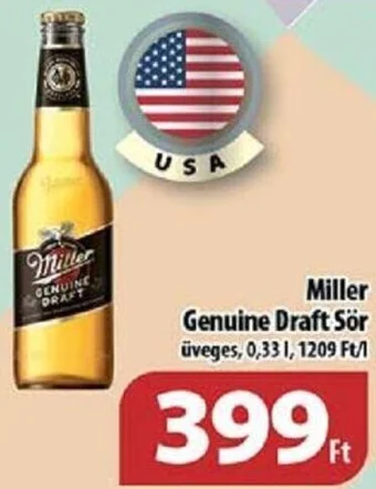 Coop Miller Genuine Draft Sör 0,33l ajánlat