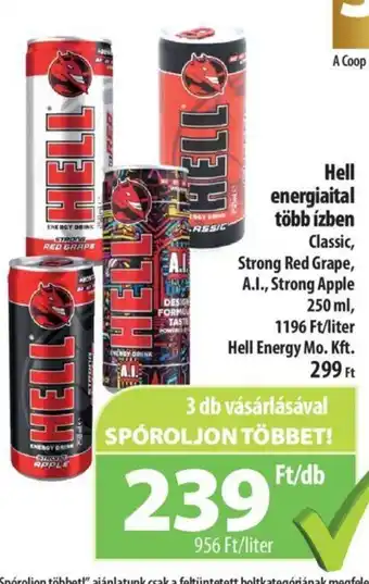 Coop Hell energiaital több ízben 250 ml ajánlat