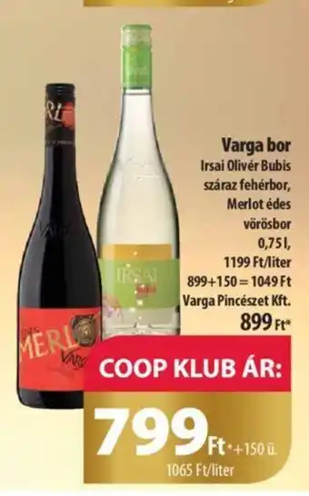 Coop Varga bor 0,75 l ajánlat