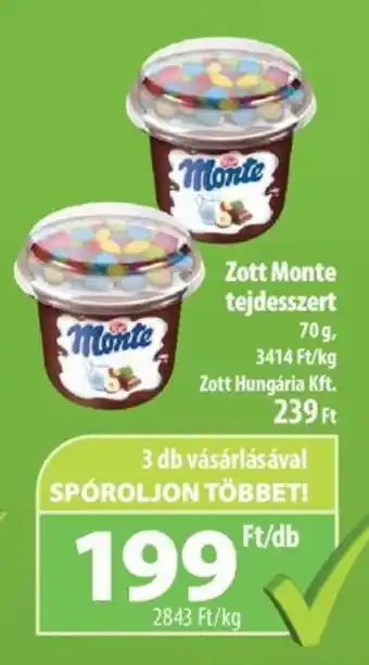 Coop Zott Monte tejdesszert 70 g ajánlat