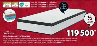 JYSK DREAMZONE GOLD F125 HABSZIVACS MATRAC 1 db ajánlat