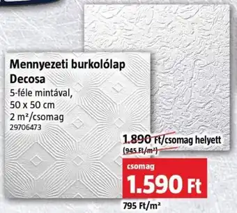 Mennyezeti burkolólap Decosa