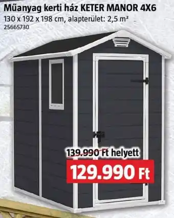 Bauhaus Műanyag kerti ház KETER MANOR 4X6 130 x 192 x 198 cm ajánlat
