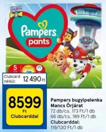 Tesco Pampers bugyipelenka Mancs Őrjárat 72db ajánlat