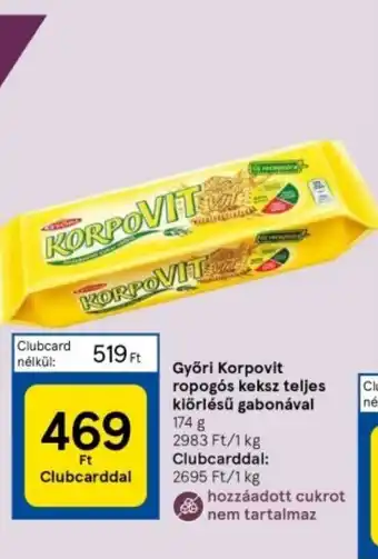 Tesco Győri Korpovit ropogós keksz teljes kiőrlésű gabonával 174 g ajánlat
