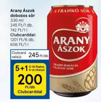 Tesco Arany Ászok dobozos sör 330 ml ajánlat