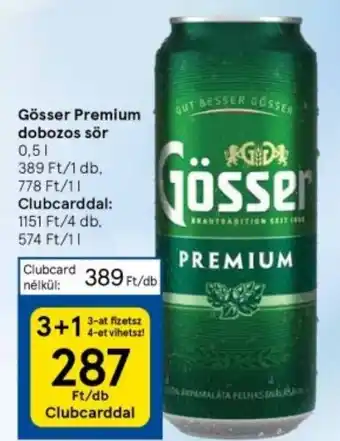 Tesco Gösser Premium dobozos sör 0,5l ajánlat
