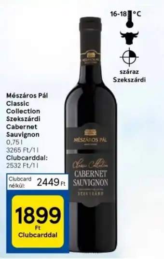 Tesco Mészáros Pál Classic Collection Szekszár Cabernet Sauvignon 0,75l ajánlat