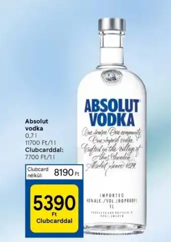 Tesco Absolut vodka 0,7l ajánlat