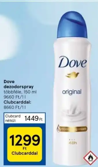 Tesco Dove dezodorspray 150 ml ajánlat