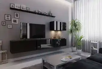 Elpaso 7 nappali fal, fekete/magasfényű fekete