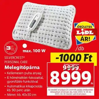 Lidl SILVERCREST PERSONAL CARE Melegítőpárna 1 db ajánlat