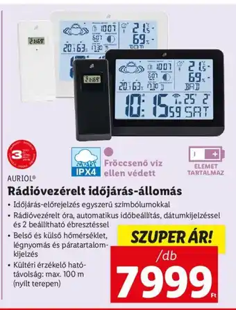 Lidl AURIOL Rádióvezérelt időjárás-állomás 1 db ajánlat
