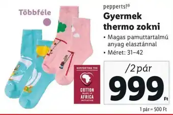 Lidl pepperts! Gyermek thermo zokni 2 pár ajánlat