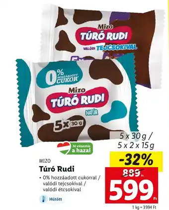 Lidl Mizo Túró Rudi 5 x 30g ajánlat