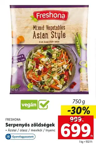 Lidl FRESHONA Serpenyős zöldségek 750 g ajánlat