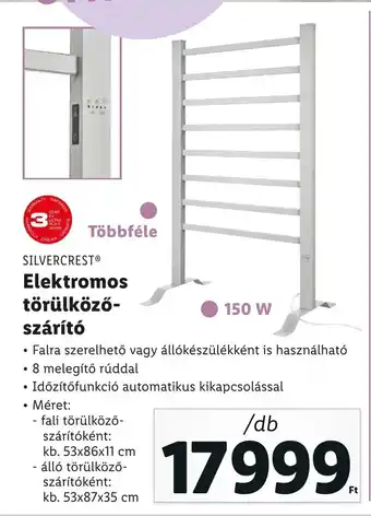 Lidl SILVERCREST Elektromos törülköző- szárító 1 db ajánlat