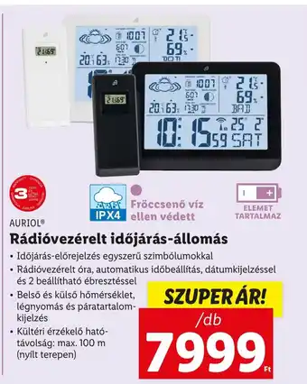 Lidl AURIOL Rádióvezérelt időjárás-állomás 1 db ajánlat