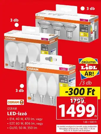 OSRAM LED-izzó 3 db