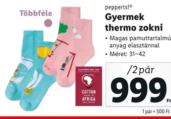 Lidl pepperts! Gyermek thermo zokni 2 pár ajánlat