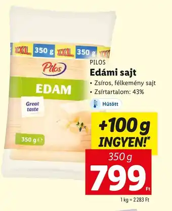 Lidl PILOS Edámi sajt 350 g ajánlat