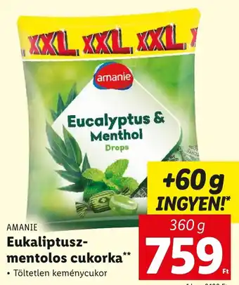 Lidl AMANIE Eukaliptusz-mentolos cukorka 360 g ajánlat
