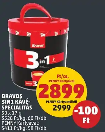 PENNY BRAVOS 3IN1 KÁVÉ-SPECIALITÁS 50 x 17 g ajánlat