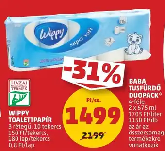PENNY WIPPY TOALETTPAPÍR 10 tekercs ajánlat