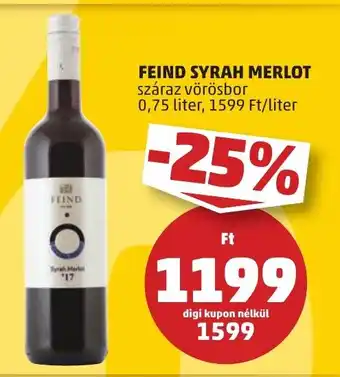 PENNY FEIND SYRAH MERLOT 0,75 l ajánlat